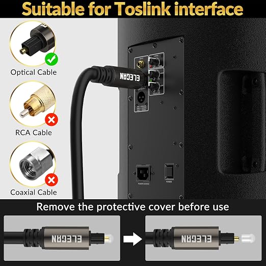 Elecan Optical Audio Cable 75 Ft Digital Audio Toslink Cable Cord-Fiber - Image 5