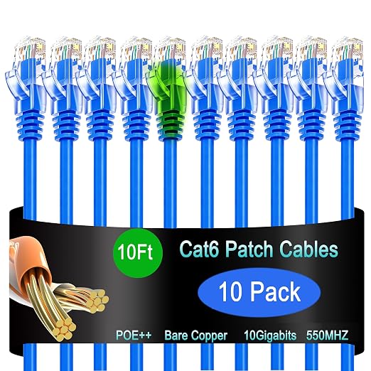 Cat6 Ethernet Patch Cable 10 ft, Cat6 Patch Cable by Lysymixs