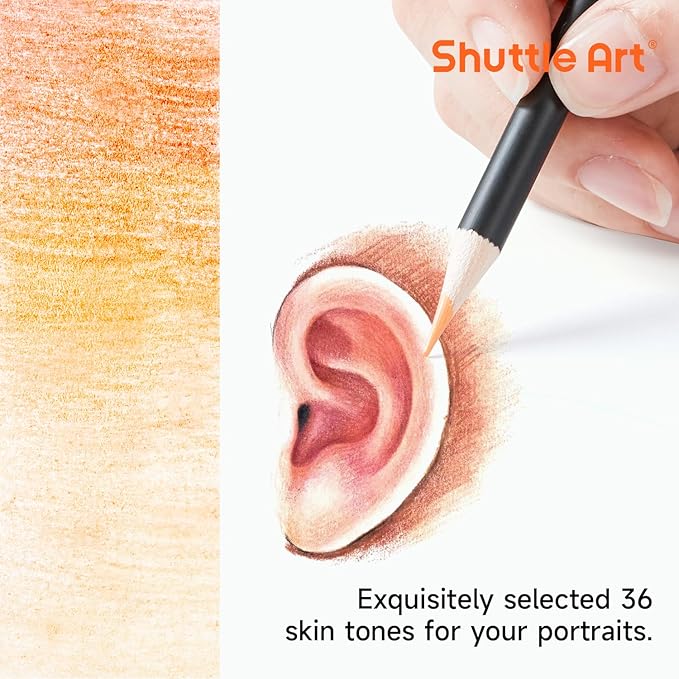 Shuttle Art 36 Skin Tone Colored Pencils, Colored Pencils for Adult Coloring, Soft Core Color Pencil for Adults Kids Artists Beginners Drawing Coloring Sketching