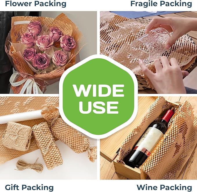 HexcelWrap Mini - Honeycomb Packing Paper, Eco-Friendly, Sustainable Paper Bubble Wrap for Shipping & Moving, Cushioned Packing Material in Dispenser - White, Pallet of 112, 12" x 300'