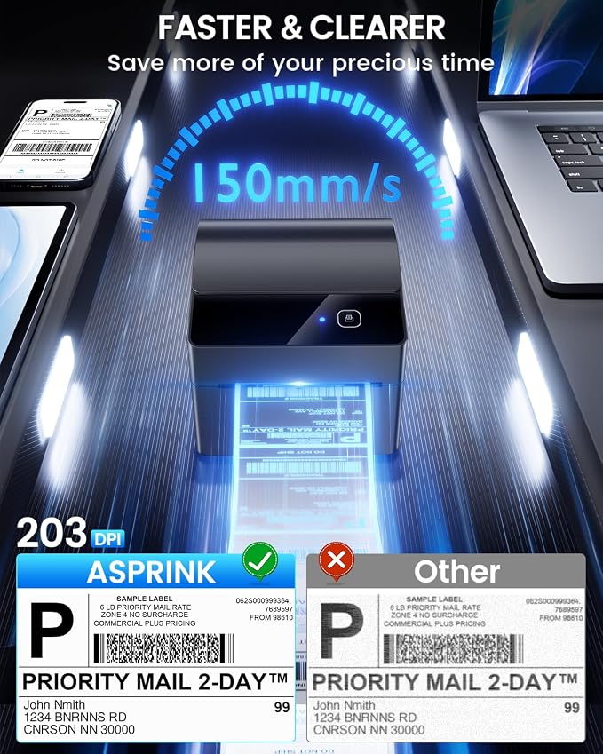 ASprink Bluetooth Shipping Label Printer 4x6, 2026 Upgraded Thermal Label - Image 6