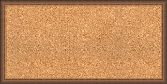 Amanti Art Natural Cork Board for Wall, 20x40 Vision Board with Bronze Frame, Large Corkboard Office Decor for Home Organization, Modern Corkboard Pinboard to Display Items for Home Organization in