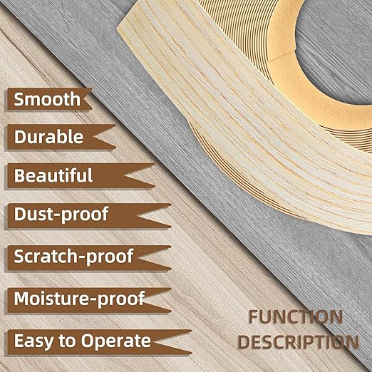 GSCIT Club Oak Edge Banding, 3/4 inch x 500ft roll of Veneer Edge Banding Preglued Flexible Wood Tape for Furniture Repair