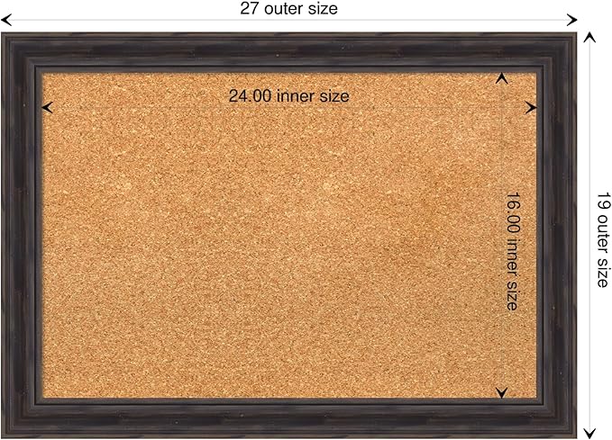 Amanti Art Natural Cork Board for Wall, 19x27 Vision Board with Brown Wood Frame, Medium Corkboard Office Decor for Home Organization, Rustic Farmhouse Corkboard Pinboard to display items for home