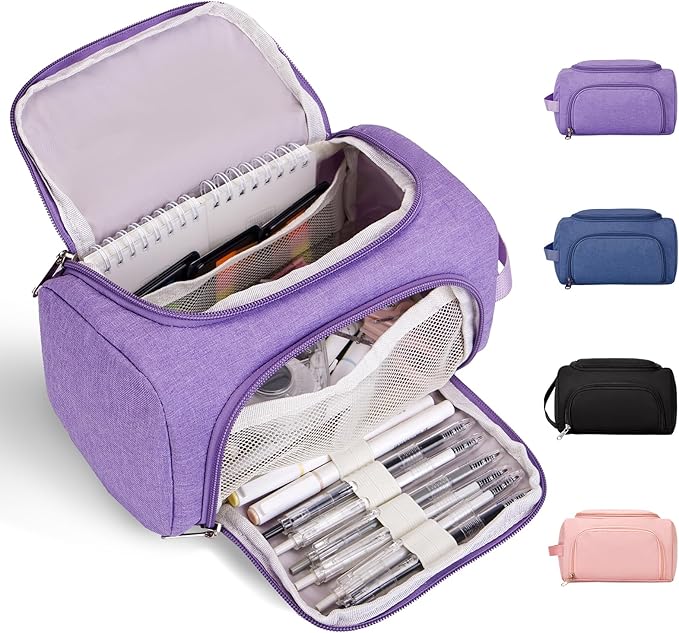 Large Pencil Pouch,Pencil Case Aesthetic,Zipper Pencil Box For Girls Back To School Supplies Emergency Bag Makeup Bag (Purple)