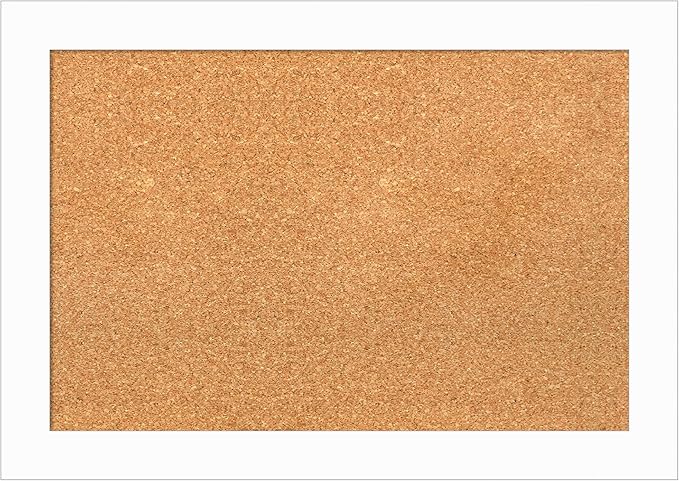 Amanti Art Natural Cork Board for Wall, 19x27 Vision Board with White Frame, Medium Corkboard Office Decor for Home Organization, Casual Corkboard Pinboard to Display Items for Home Organization in