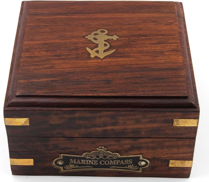 HanVintage Marine WEST London Antique 2.5" Brass Sundial Compass – Nautical Decor, Vintage Big Brass Triangle Sundial with Adjustable Screw Legs, Maritime Gift