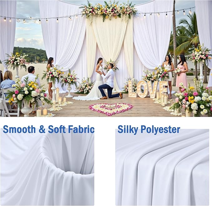 30ftx12ft Wrinkle Free White Backdrop Curtains - Image 2