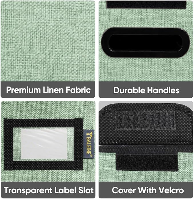 BALEINE File Organizer Box with Lid, Collapsible File Folder Organizer with Plastic Slide, Hanging File Folder Box for Office Document Storage (1 Pack, Green, S)