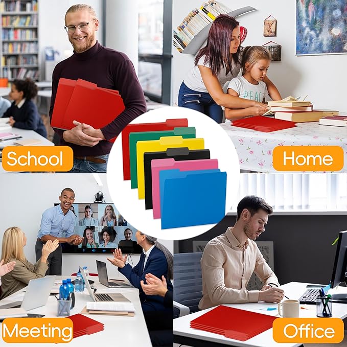 36 Packs File Folder,1/3-Cut Tabs,Red File Folder Letter Size,8.5x11 Pink File Folders for Office,School and Home,Organizer Folder