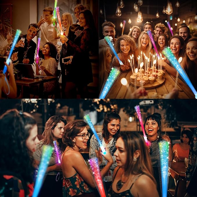 SHQDD 28 PCS Glow Fiber Wands Sticks, LED Light Wands, Glow in The Dark Party - Image 5