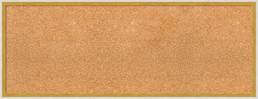 Amanti Art Natural Cork Board for Wall, 15x39 Vision Board with White Frame, Medium Corkboard Office Decor for Home Organization, Modern Corkboard Pinboard to Display Items for Home Organization in