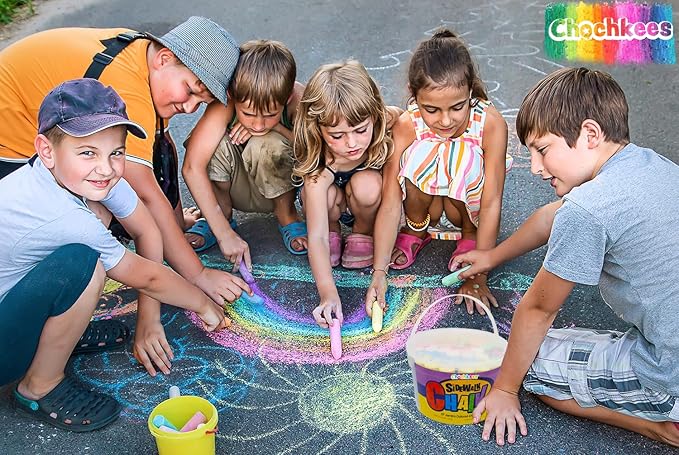 36 Jumbo Sidewalk Chalk, Jumbo chalk great for outdoor art, Sidewalk Chalk for Kids, 6 Assorted Neon Colored Chalk, Perfect For Party Favors, 4" Inches (36 Jumbo Chalk Sticks)