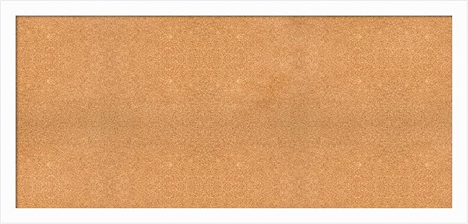 Amanti Art Natural Cork Board for Wall, 29x61 Vision Board with White Frame, Oversize Corkboard Office Decor for Home Organization, Casual Corkboard Pinboard to Display Items for Home Organization in