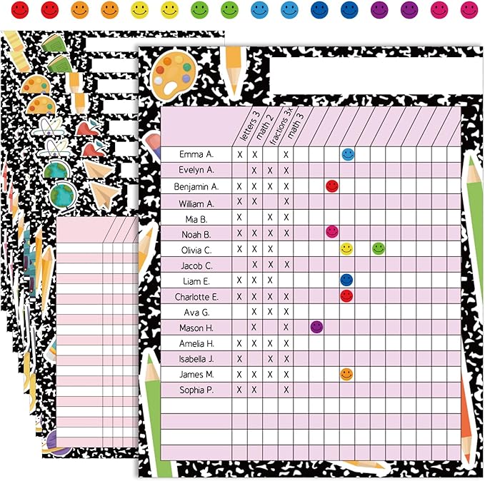8pcs Attendance Charts for Classroom Management 11x13.8in Multi-Color Incentive by Unknown