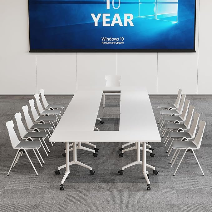 Folding Conference Room Tables 6 Pack, Foldable Modern Mobile Meeting Table Desk Training Table 6FT Large Rolling OfficeTable for Conference Training Classroom (6, 63" * 23.6" * 29.5")