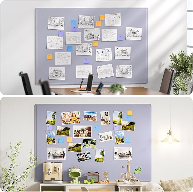 MaxGear Extra Large Bulletin Board 72" x 48", Foldable Felt Board Vision Board Supplies, Cork Board for Office, Home, School, Small Pin Boards for Walls Decorative Display Board Moonlight Gray