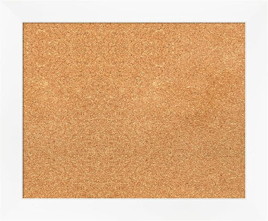Amanti Art Natural Cork Board for Wall, 19x23 Vision Board with White Frame, Small Corkboard Office Decor for Home Organization, Modern Corkboard Pinboard to Display Items for Home Organization in