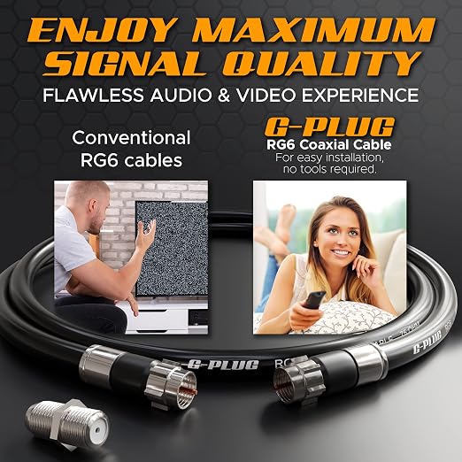 G-PLUG 10FT RG6 Coaxial Cable Connectors Set- High-Speed Internet, Broadband - Image 5