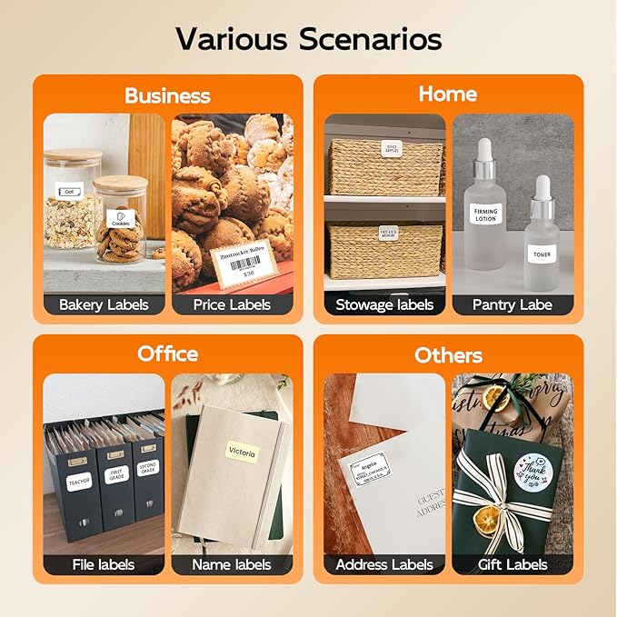 Phomemo Label Maker, 2 Inch Bluetooth Themal Label Printer with 3 Rolls Thermal Paper(4030/5030/5080mm), Inkless Labeler for Home, Bussiness, School, Office, Address, Sticker Printer for Phone & PC