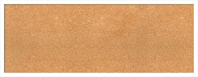 Amanti Art Natural Cork Board for Wall, 15x39 Vision Board with White Frame, Medium Corkboard Office Decor for Home Organization, Modern Corkboard Pinboard to Display Items for Home Organization in