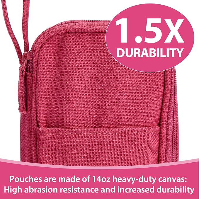 Pencil Case Pouch Box Bag School Supplies Girls Boys Kids, Cute Preppy Stuff Large Big Capacity Aesthetic Pen Organizer, Back to College Stationary, Dark Pink, Heavy Duty Canvas, 1800ml