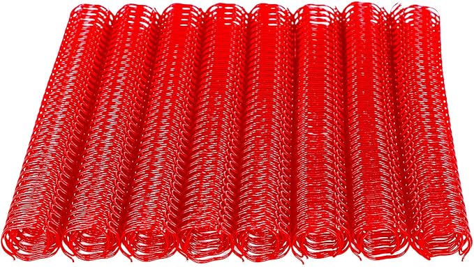 100 Pack Double Loop Wire Binding Spines, 3 to 1 Pitch,1/2 Inch Wire Cinch Book Binding Fit for School Office Notebook Maker, YolieraArt Metal Spiral for Bindings, (100 Sheet Capacity, Red)