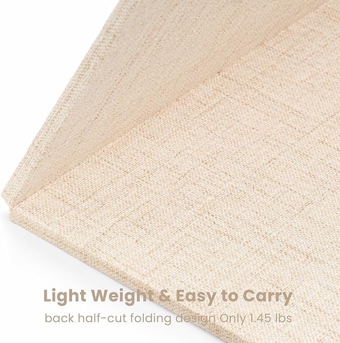 Bulletin Board 36 x 24 inches, 3' x 2' Linen Board for Wall, Decorative Fabric Pin Board with Safe Removable Adhesive Tapes for Home and Office, Includes 20 Push Pins-Light Yellow Stripes