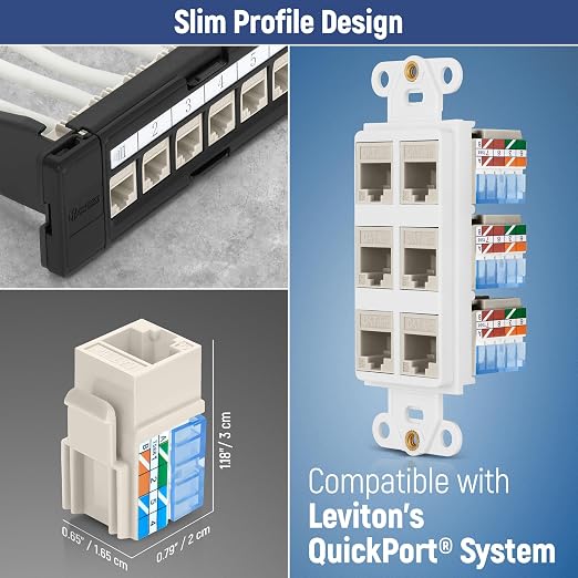 Everest 90° Angled RJ45 Cat5e Keystone Jacks 50-Pack in Light Almond - Image 6