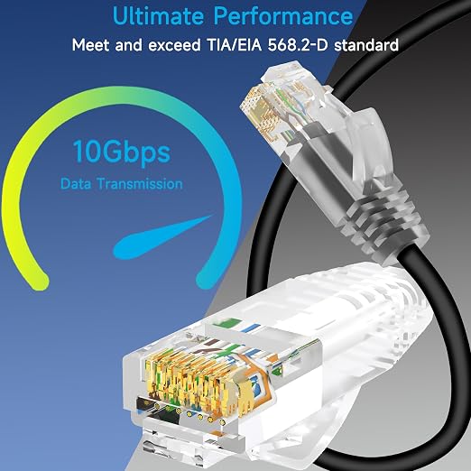 Cat6a Slim Ethernet Patch Cable 2 ft, Cat6a Patch Cable - Image 2
