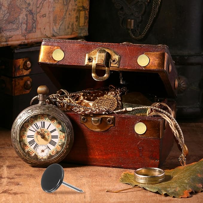 uxcell 150Pcs Upholstery Tacks, 11mmx17mm Flat Head Thumb Tack Decorative Furniture Nails Push Pins for Furniture Sofa Headboards, Black