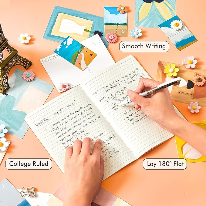 feela 8 Pack Soft Cover Journal Bulk, Notebooks College Ruled for Work, Lined Travel Journal for Women Men, Note Taking Notebook School Supplies Business Writing, 8.2” x 5.5”, A5, Orange