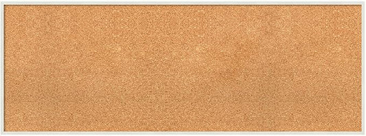 Amanti Art Natural Cork Board for Wall, 17x45 Vision Board with White Frame, Oversize Corkboard Office Decor for Home Organization, Modern Corkboard Pinboard to Display Items for Home Organization in