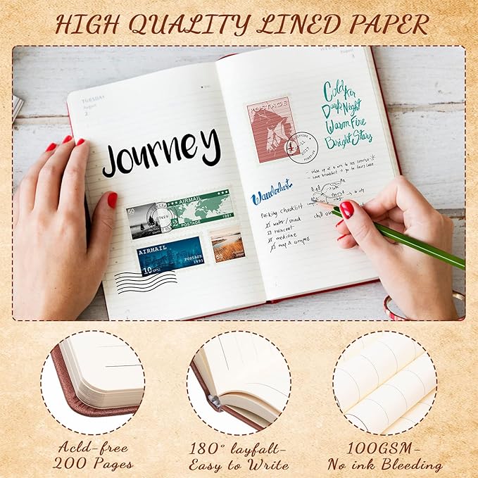 Estune Tree Small Notebooks Pen Leather Lined Pocket Subject Notebooks Hardcover Pocket Notepad Cute Ruled Leather Journals with Pen Holder for Men Women School Business, A6(Classic Color,30 Set)