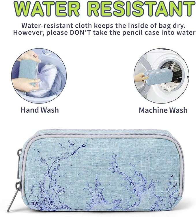 Della Gao Pencil Case Large Capacity Pencil Pouch for Adults (Light Blue)