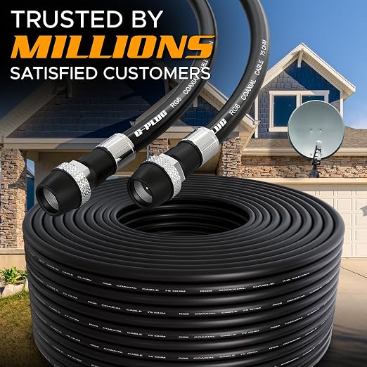 G-PLUG RG6 Coaxial Cable 75FT – Triple Shielded, Waterproof, 75 Ohm - Image 5