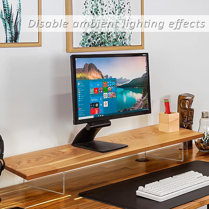 Monitor Stand Riser,Wood & Acrylic Computer Monitor Stand with LED Light,Desk Accessories Desktop Organizer Stand for Computer,Laptop,Printer,PC & TV Screen Riser