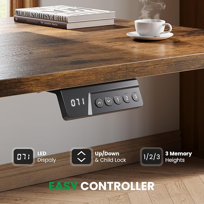 SIAGO L-Shaped Standing Desk - 63 x 55 Inch Adjustable Corner Standing Desk with Charging Station - L Shape Sit Stand Table with Memory Controller, Splice Board for Home Office