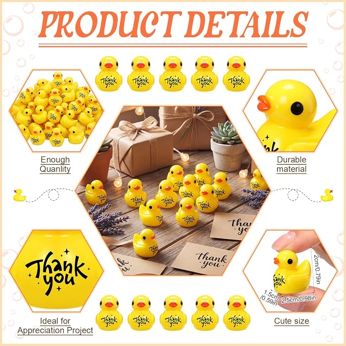 Skylety 50 Pcs Thank You Gifts Mini Resin Ducks Employee Appreciation Gifts - Image 2