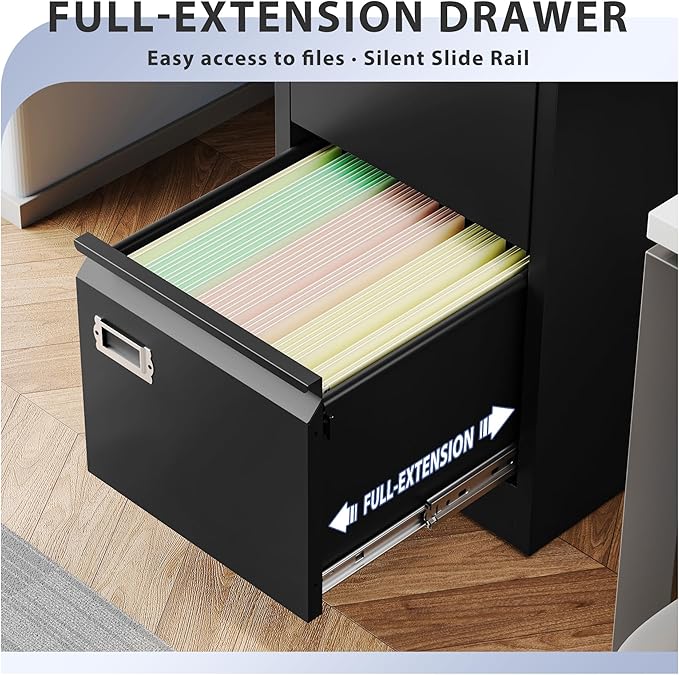 5 Drawer File Cabinet, Filing Cabinets for Home Office, Vertical File Cabinet with Lock, 61.6" H Locking File Cabinet for A4 Legal/Letter, Assembly Required (Black)