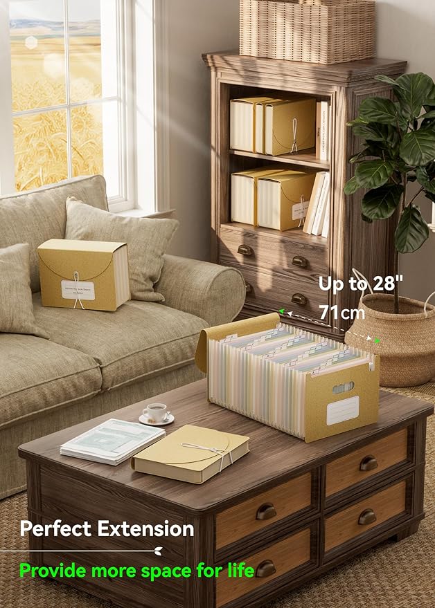 Accordion File Organizer, 26 Pockets Wheat Straw Expanding File Folder, Monthly Bill Receipt Organizer, A-Z Tabs, 100% BPA Free, Return to Nature, Healthy Living, Letter/A4 Size-Wheat Yellow