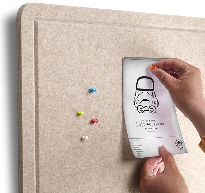 Extra Large Bulletin Board, 96 X 48 inches Cork Board with 30 Pushpin, 8' x 4' Felt Cork Board Notice Pin Board, Self-Adhesive Vision Board Mood Board Foldable Photo Board for Wall - Beige Brown