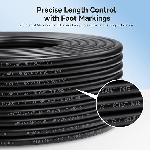 Cable Matters 10Gbps in-Wall Rated 23AWG Bare Copper Cat 6 Cable - 500ft - Image 4