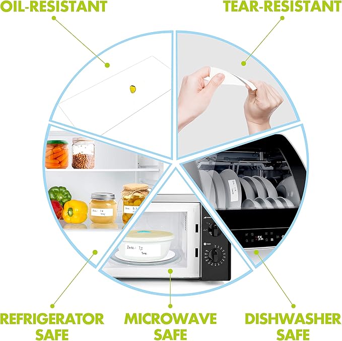 500 Blank Removable Freezer Labels Water Oil Resistant with Perforation Line for Food Containers Jars Pantry Organization