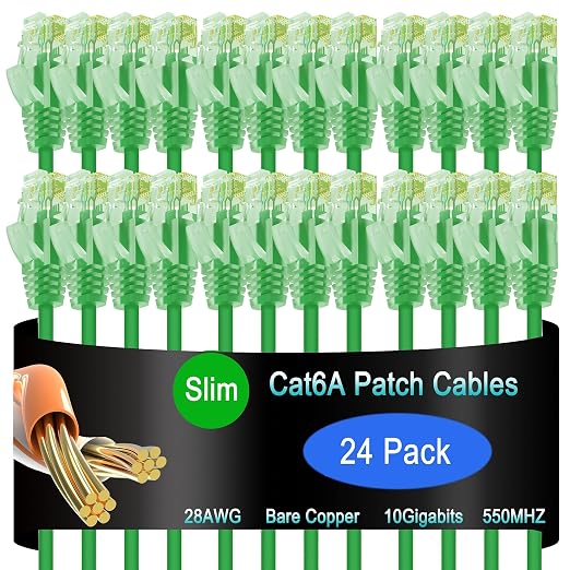 Cat6a Slim Ethernet Patch Cable 2 ft, Cat6a Patch Cable by Lysymixs