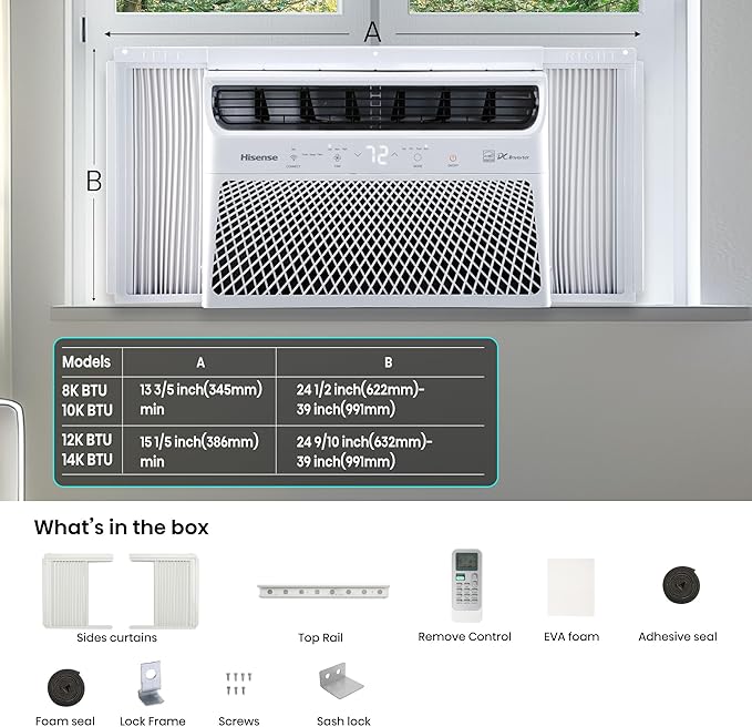 Hisense WCH08R25A Window Air Conditioner, 8,000 BTU, White