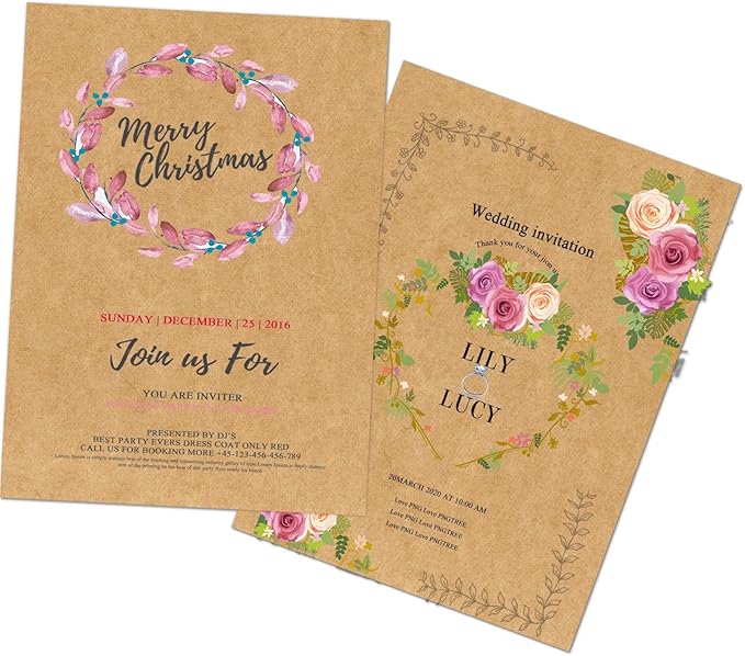 5.5x8.5 Blank Cardstock Paper (Set of 50) Plain Kraft Cards - 80lb Flat Cards Stock Printer Paper for Make Your DIY Invitations, Note, Greeting, Table Cards - Writing, Stamping, Drawing, Painting