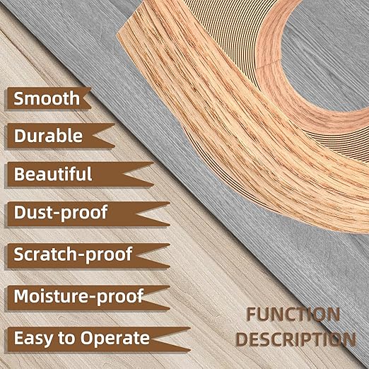 GSCIT Club Red Oak Edge Banding, 1 inch x 100ft roll of Veneer Plywood Edge Banding Preglued Flexible, Wood Tape Banding for Cabinet Repair