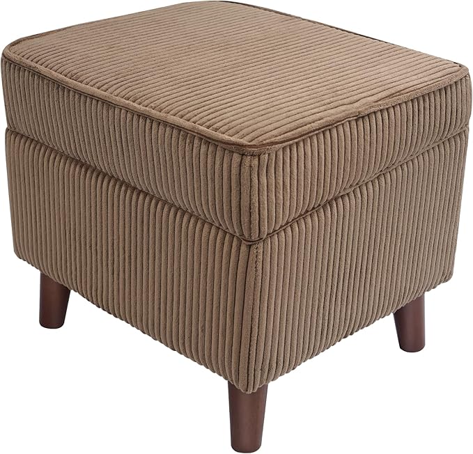 Storage Ottoman with Adjustable Lid, Soft Step Stool, Footrest and Seat, Ottoman Foot Rest for Living Room, Bedroom, Dorm, Brown
