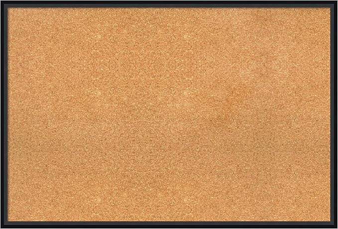 Amanti Art Natural Cork Board for Wall, 25x37 Vision Board with Black Wood Frame, Large Corkboard Office Decor for Home Organization, Modern Contemporary Corkboard Pinboard to display items for home